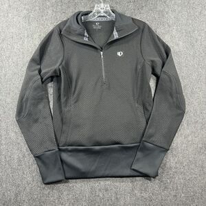 Pearl iZumi Top Women's Large Black 1/2 Zip Mesh Overlay Thermal Long Sleeve